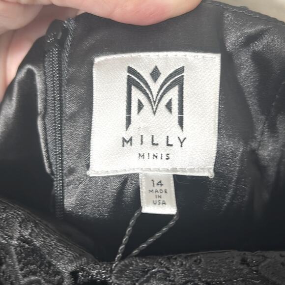 NWT Milly Minis girl’s black 3D floral Avery formal pageant dress - Picture 10 of 12